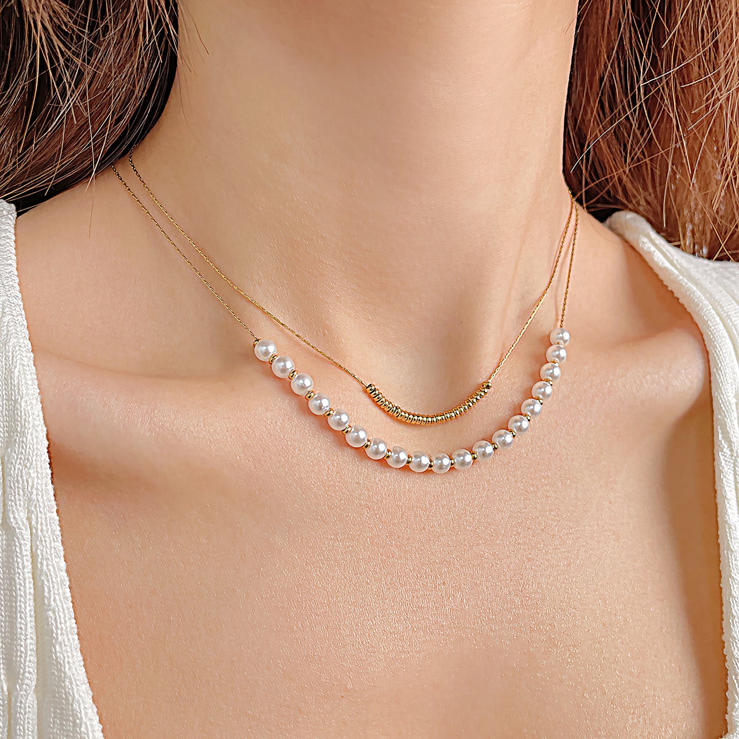 Double Necklace with Pearls