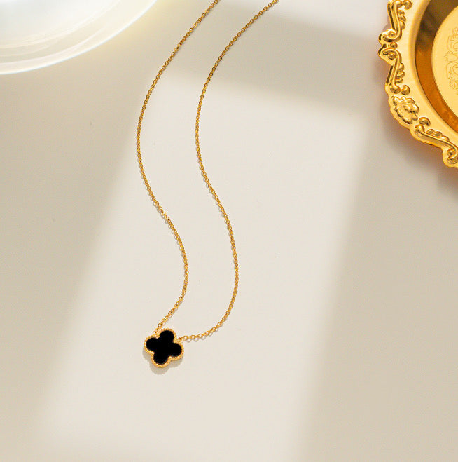 KIKICHIC | Small Clover Leaf Necklace in 14k White, Black, Red